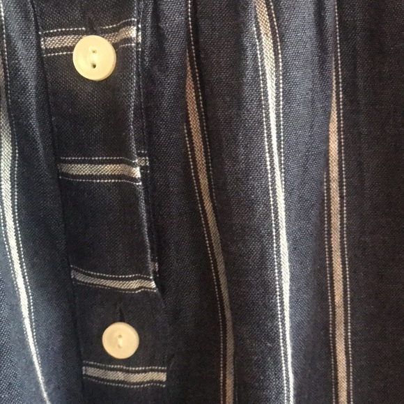 J. Crew Linen Tie Waist Long Sleeve Top Indigo Gauze Stripe SZ 8. Coastal - Picture 4 of 11